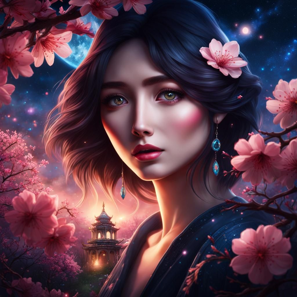 Crying Woman's Eye on Spring Night