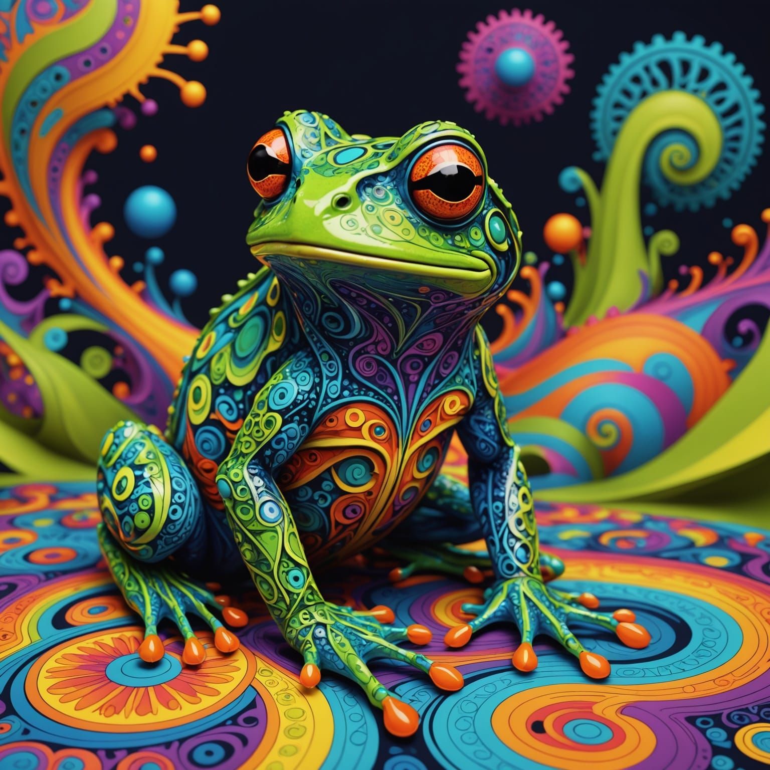 Psychedelic Frog Abstract Vector Fractal Art
