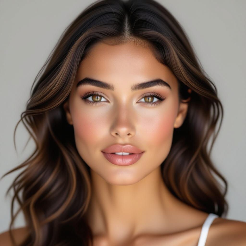 Minimalist Portrait of a Woman with Wavy Hair