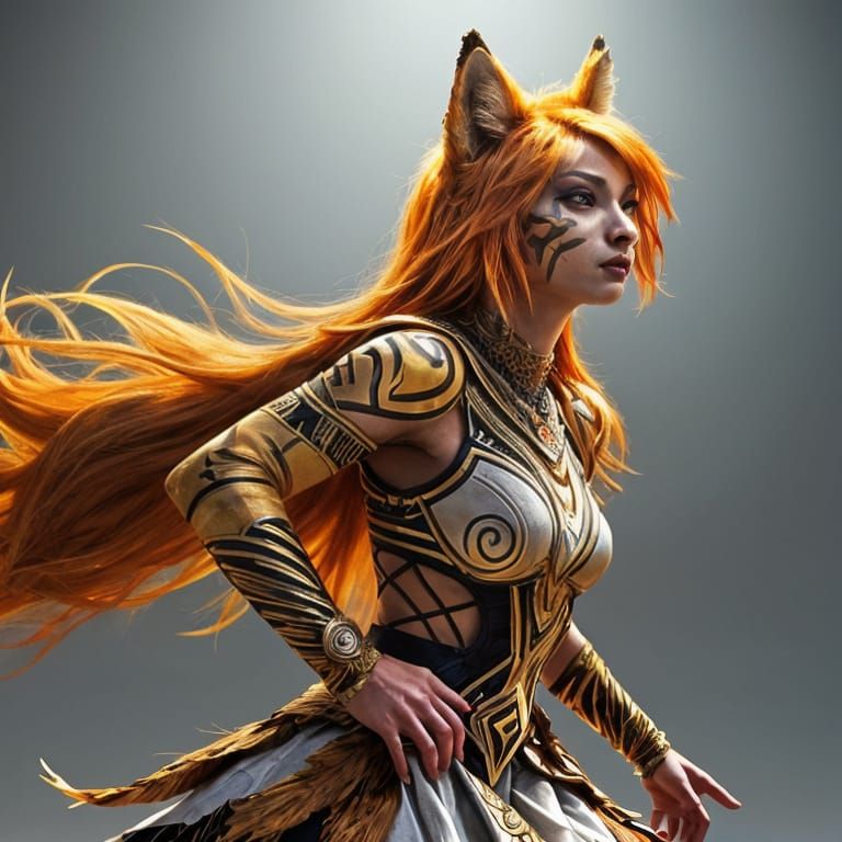 Surreal Tribal Dancer in Earth Tones Captured in Vibrant Hyp...