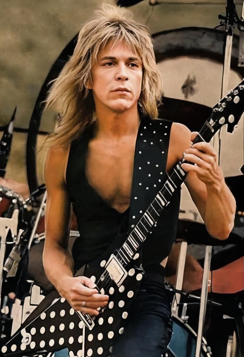 Vintage Portrait of Rock Guitarist