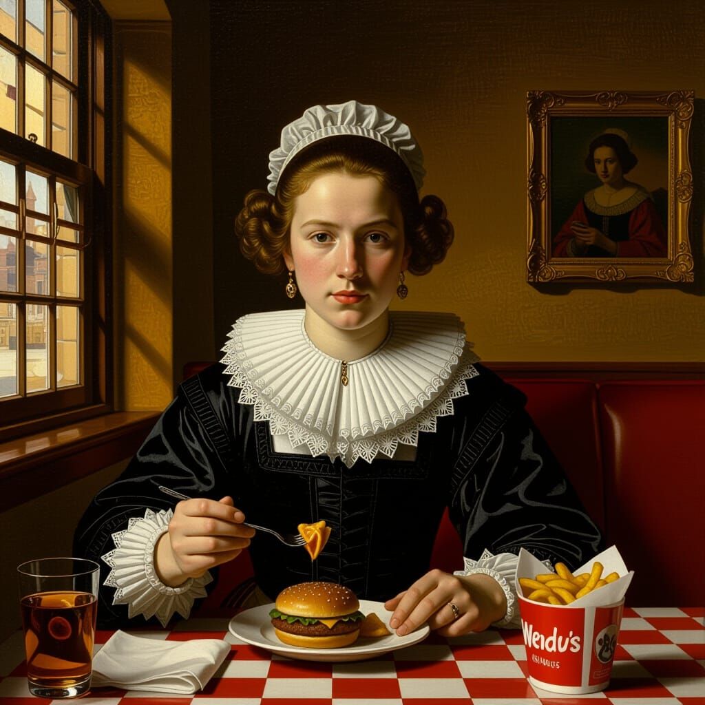 Baroque Oil Painting of a Wendy's Restaurant