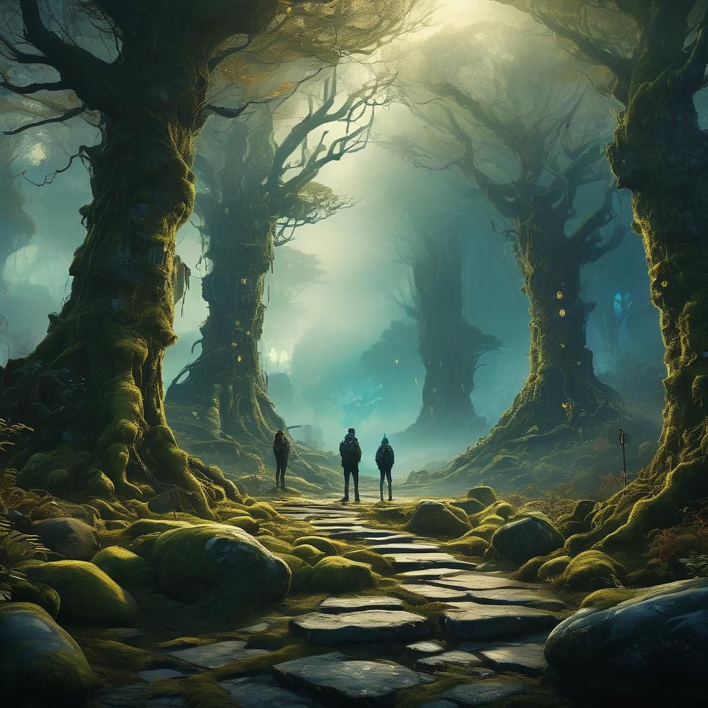 Mystical Forest Crossroads: Fantasy Concept Art