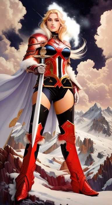 Blonde Warrior Goddess Reigns in Snowy Alps