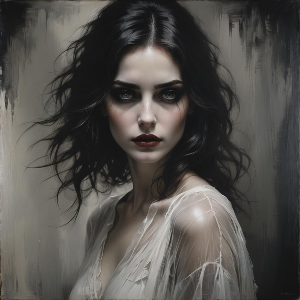 Ethereal Woman Emerging from Shadows