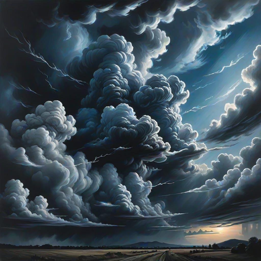 Dark and Moody Charcoal Drawing of a Grey Cloudy Sky