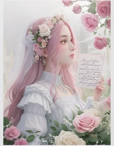 Floral Love Letter in Watercolor Double Exposure