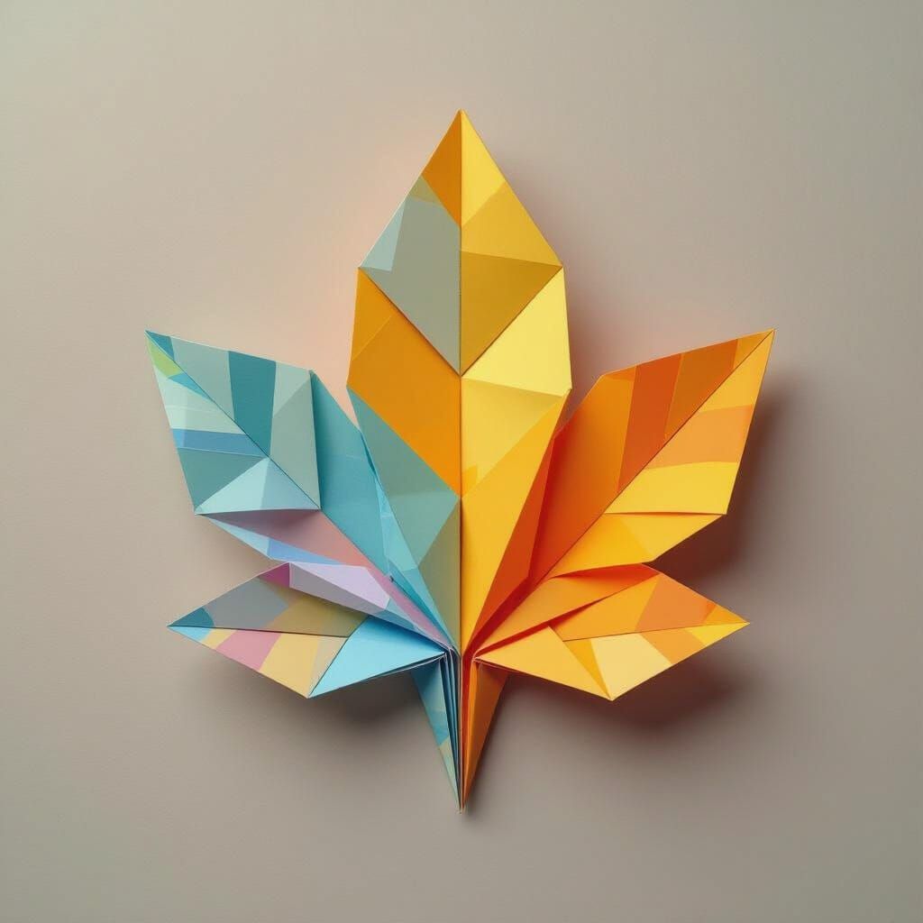 Origami Leaf Papercraft in Soft Focus