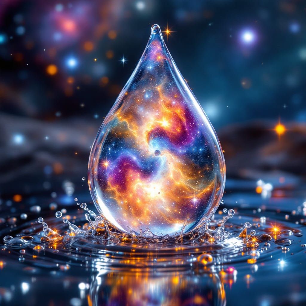 Surreal Universe in Falling Water Drop