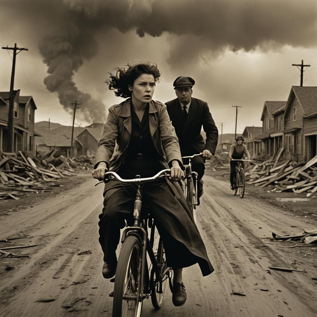 Film Noir Cyclone Ride in Sepia Tones