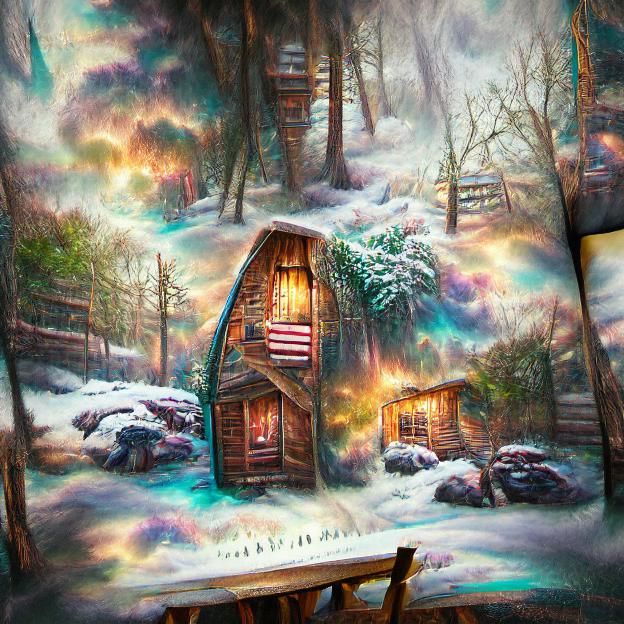 Enchanted Forest Cabin in a Storybook Style