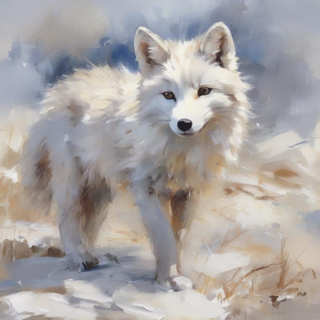 Arctic Fox Kit in Delicate Watercolour Style