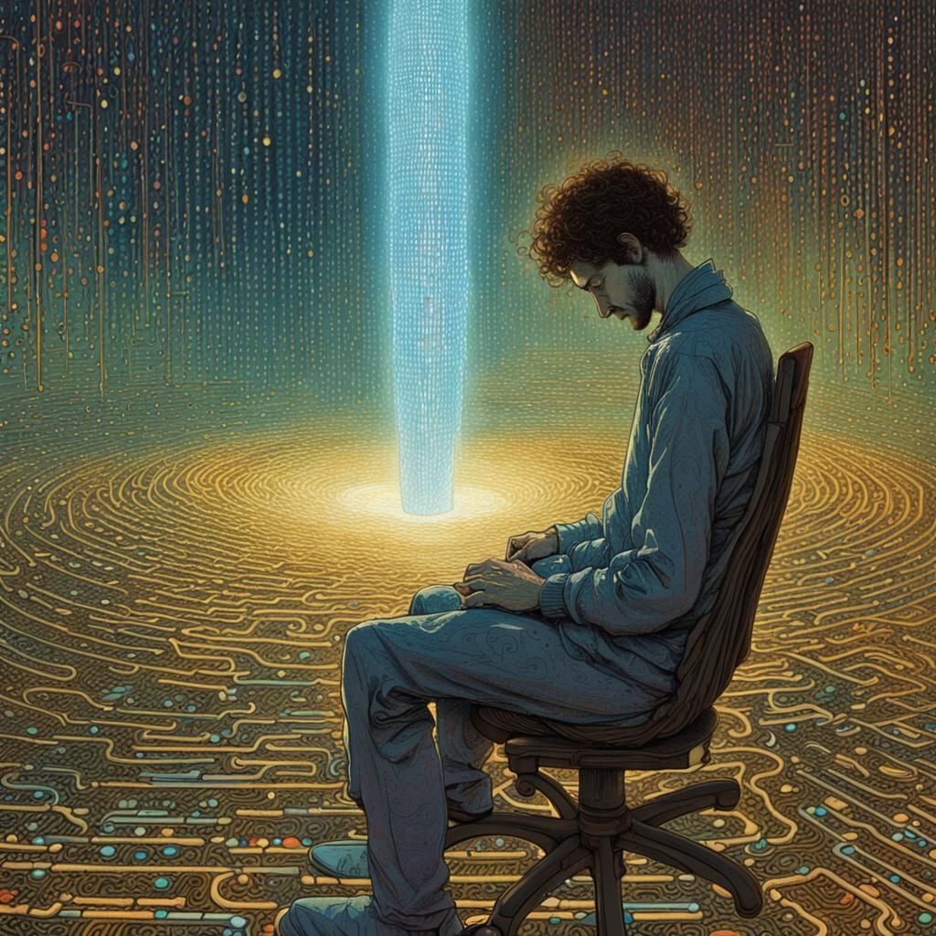 Binary Code Dream in Art Nouveau Style