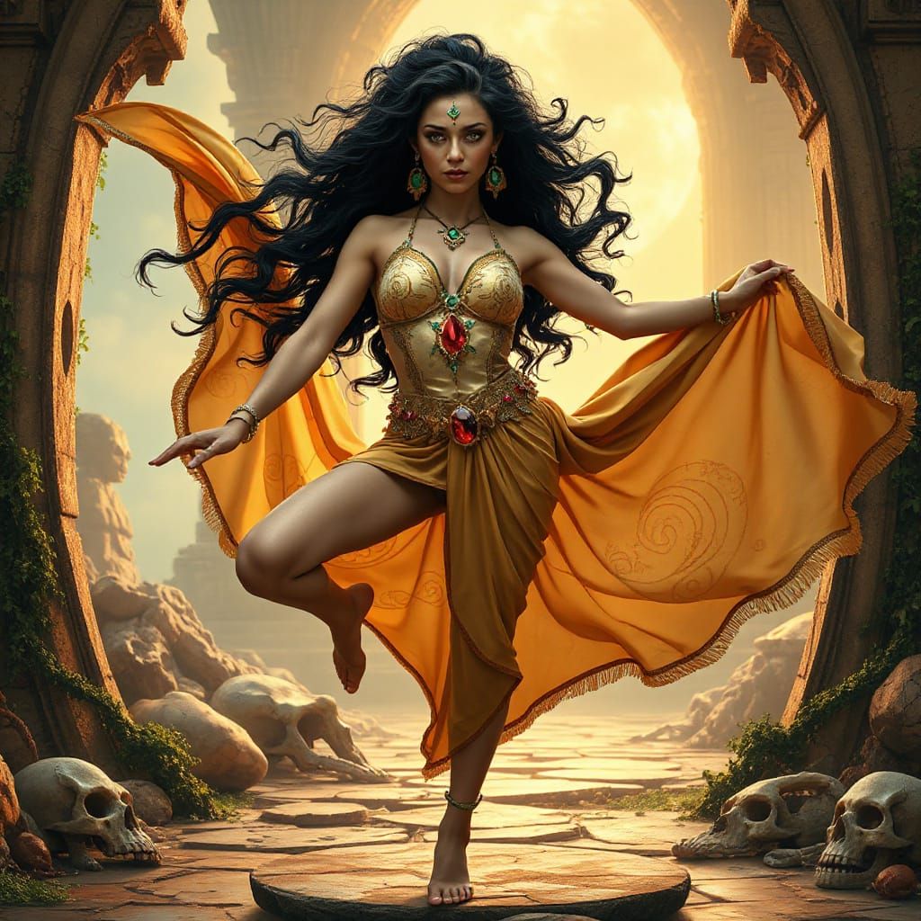 Mystical Goddess in Futuristic Temple