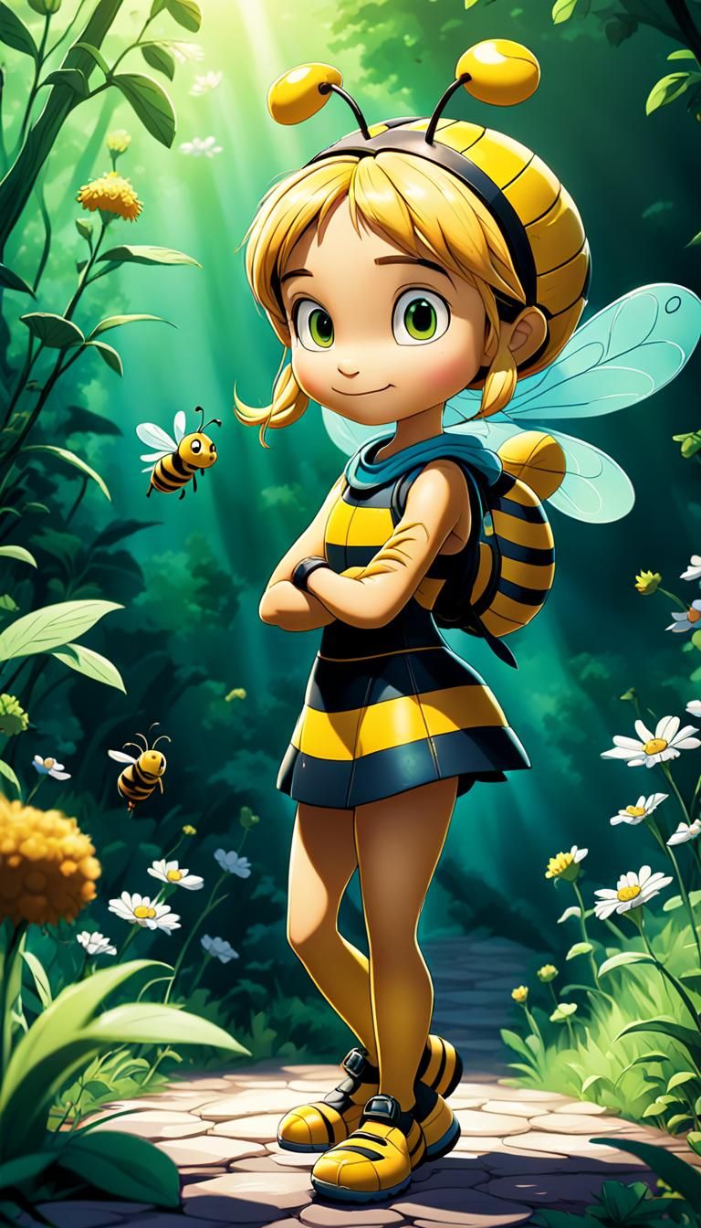 Maya the Bee in Cel-Shaded Anime Style