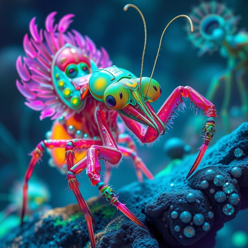 Surreal Exoplanet Inhabited by Iridescent, Bioluminescent Al...