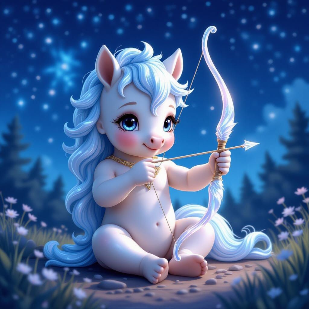 Baby Centaur Sagittarius in Pearlescent Porcelain