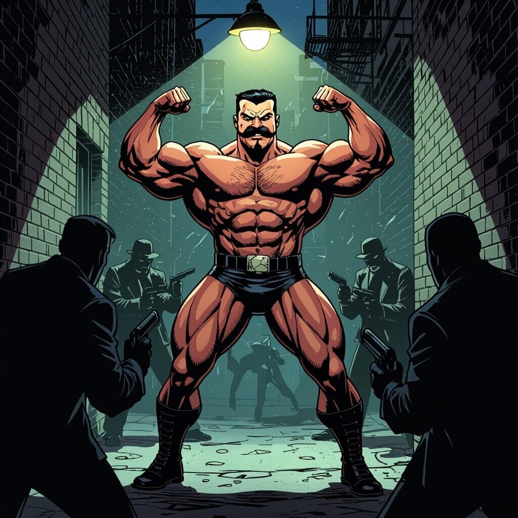 Muscular Gay Bodybuilder Cop Intimidates Criminals in Neo-No...
