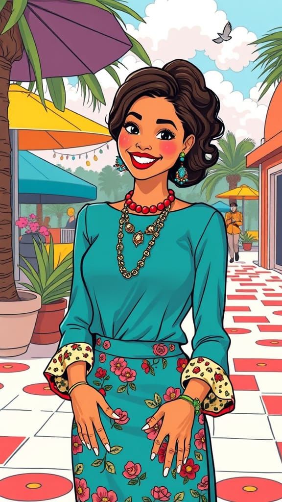 Zahia in Whimsical Art Style with Kaleidoscopic Colors