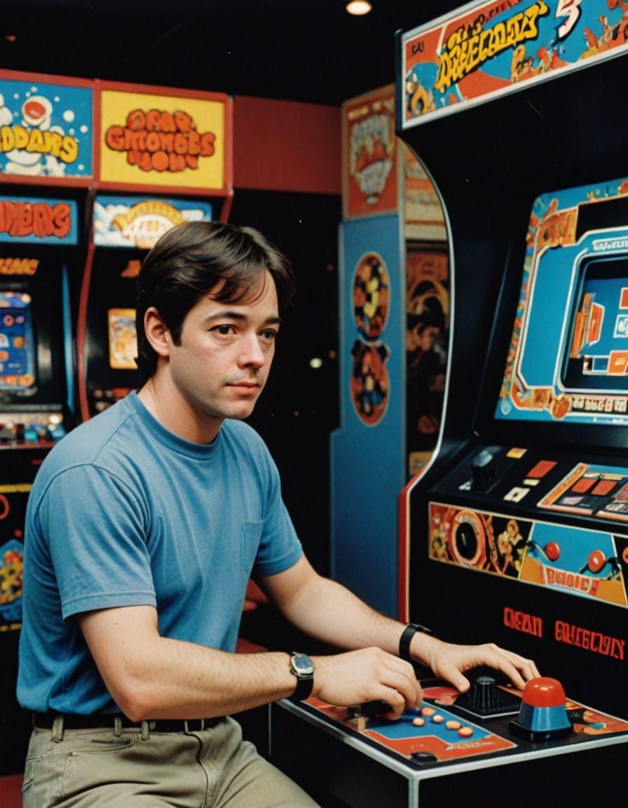 Matthew Broderick Plays Video Games in 80s Arcade