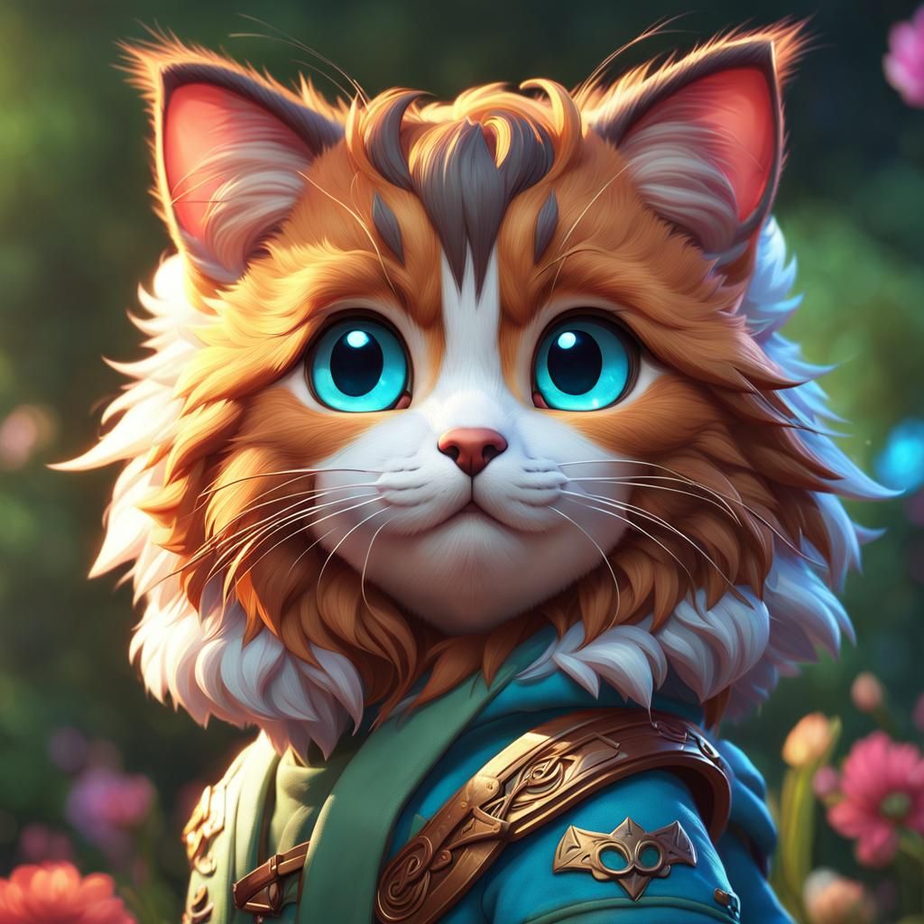 Adorable Chibi Lion Portrait in 3D