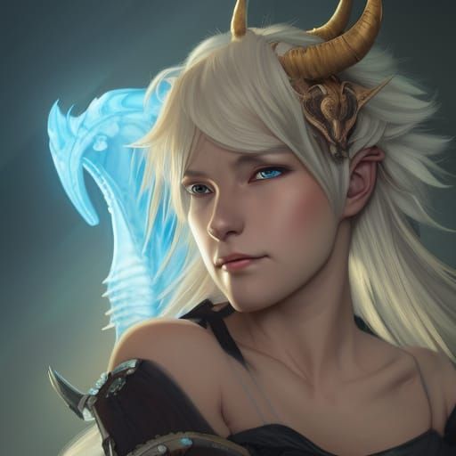 Anime Dragon Hunter Portrait in Digital Art Style