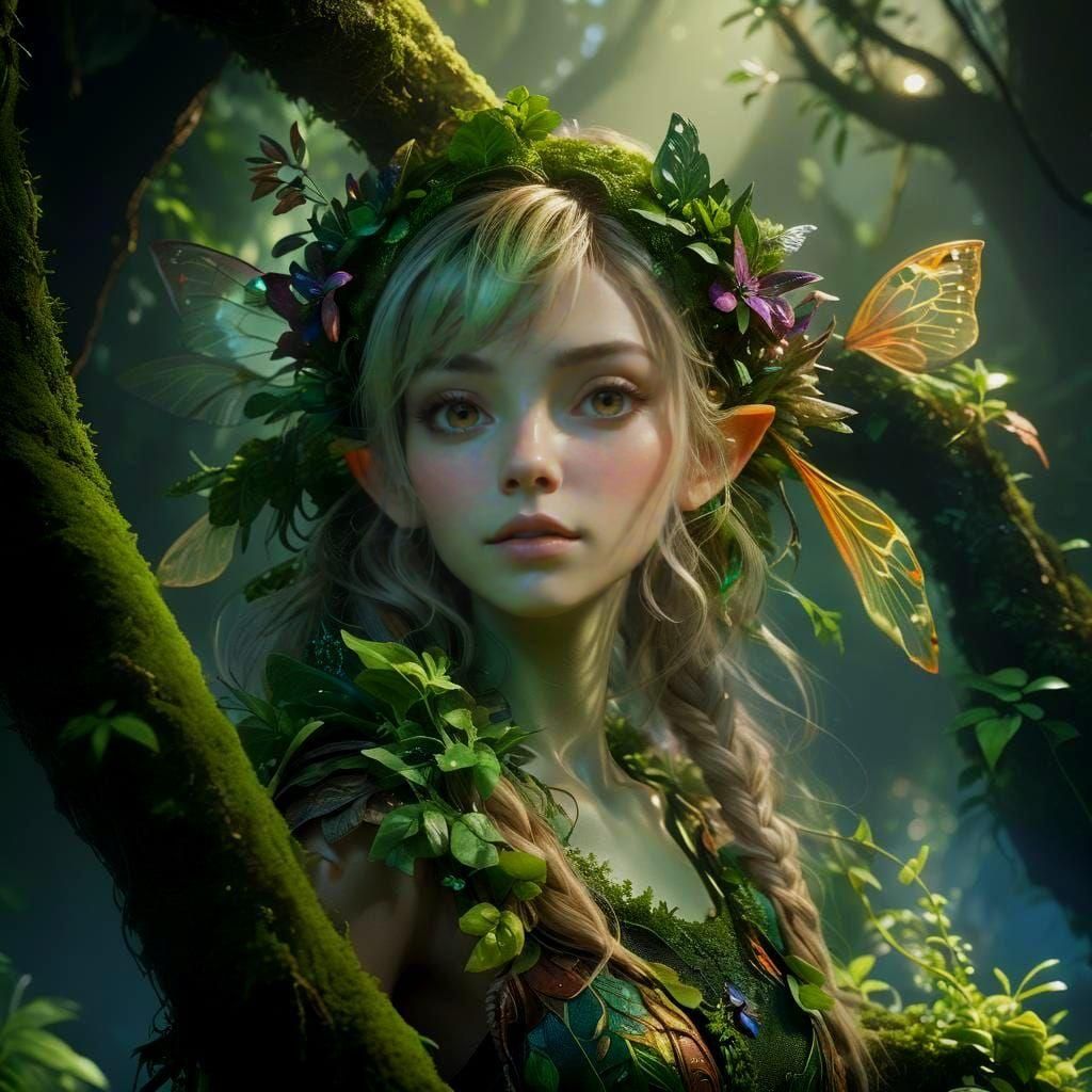 Detailed Fairy Portrait in Digital Art Style