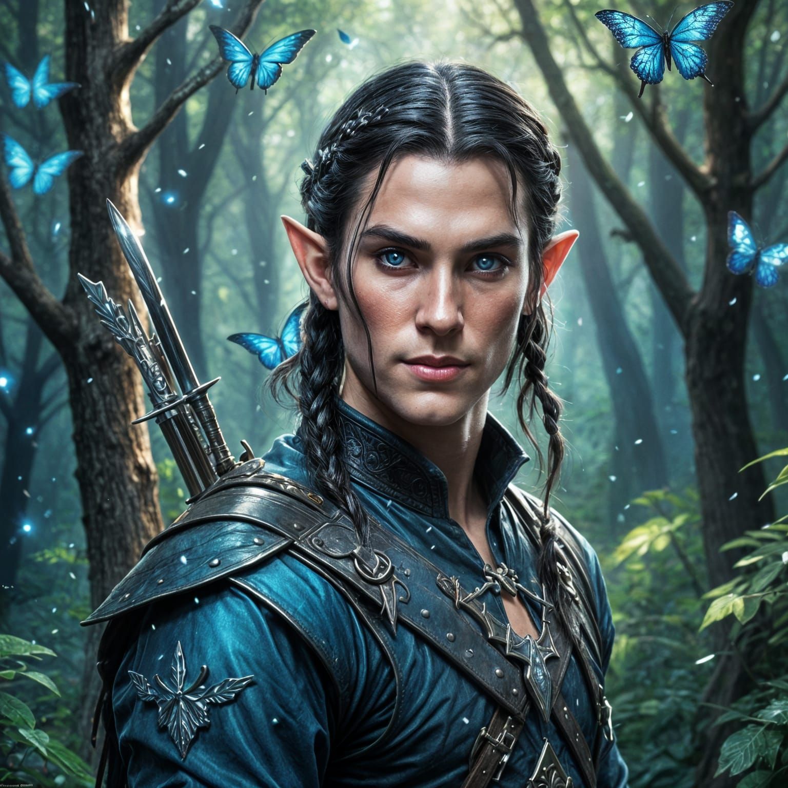 Elven Hunter Portrait in Hyperdetailed Digital Art