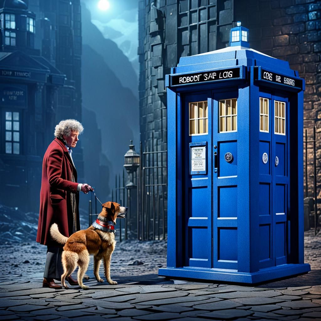 Tom Baker Dr Who and K-9 Matte Painting