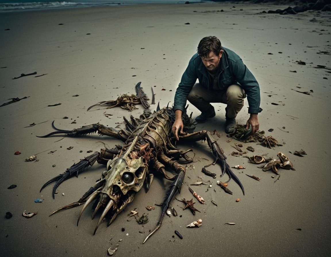 Fisherman's Horrific Find: Insectoid Carcass on Beach