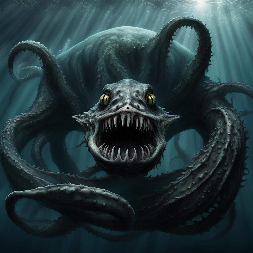 Gigantic One-Eyed Squid from Mariana Trench