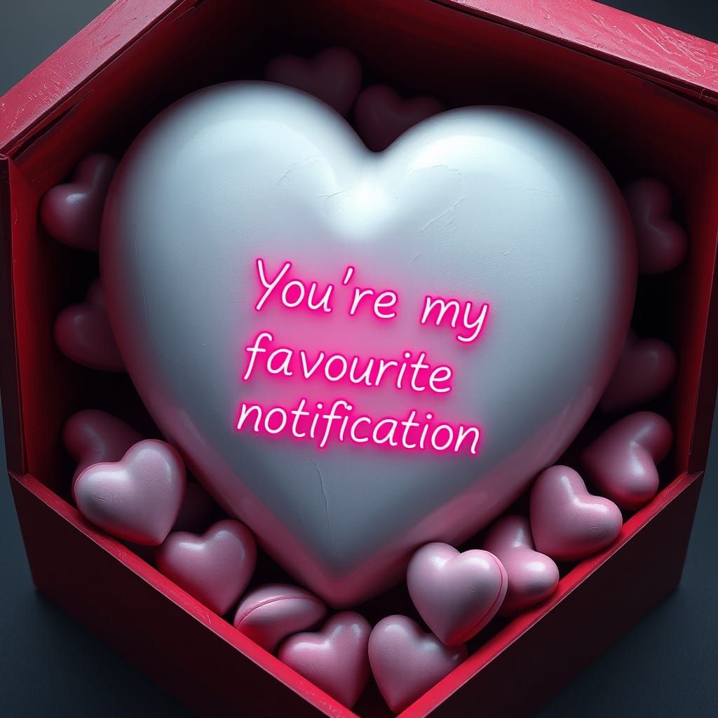 Glowing Pink Message in a Giant White Chalk Candy Heart