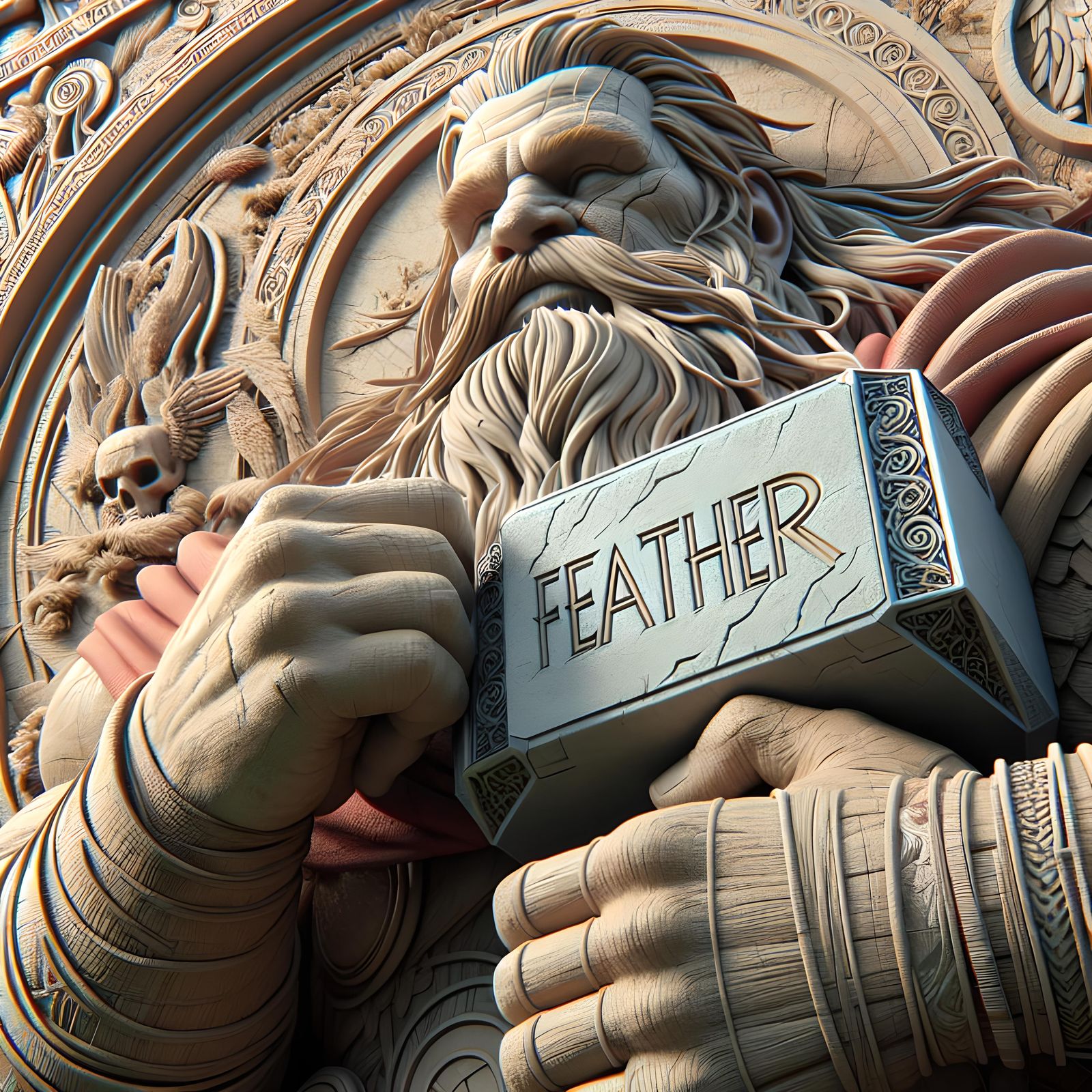 Thor's Hammer and Giant in Detailed Fantasy Art