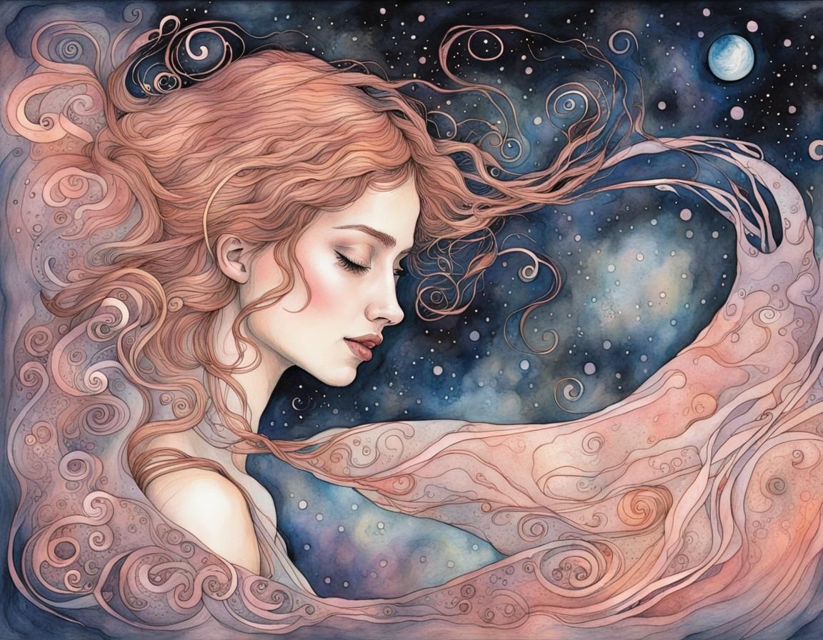 Interactive Dream: Surreal Watercolor Night Sky