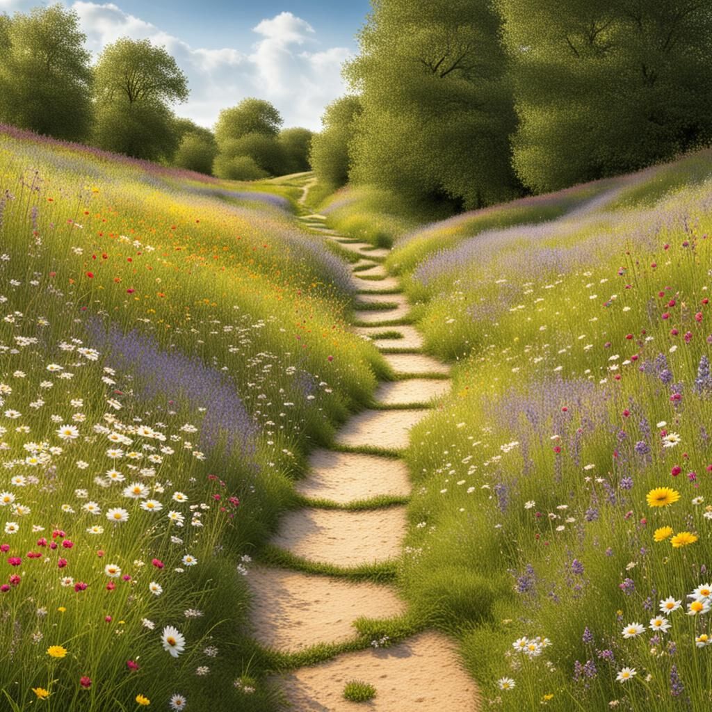 Pathway to Puppy Paradise in Wildflower Meadow