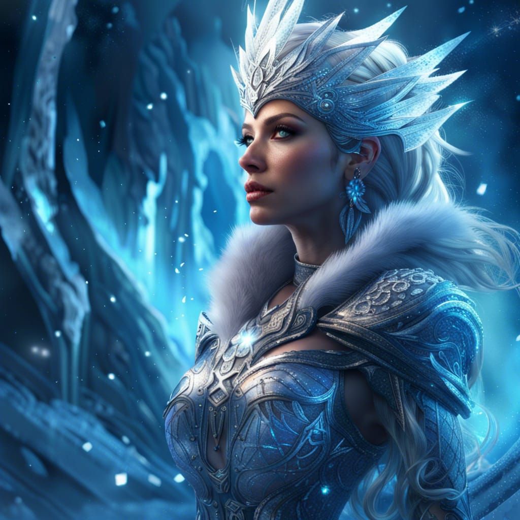Enchanting Ice Princess in Dark Fantasy Style