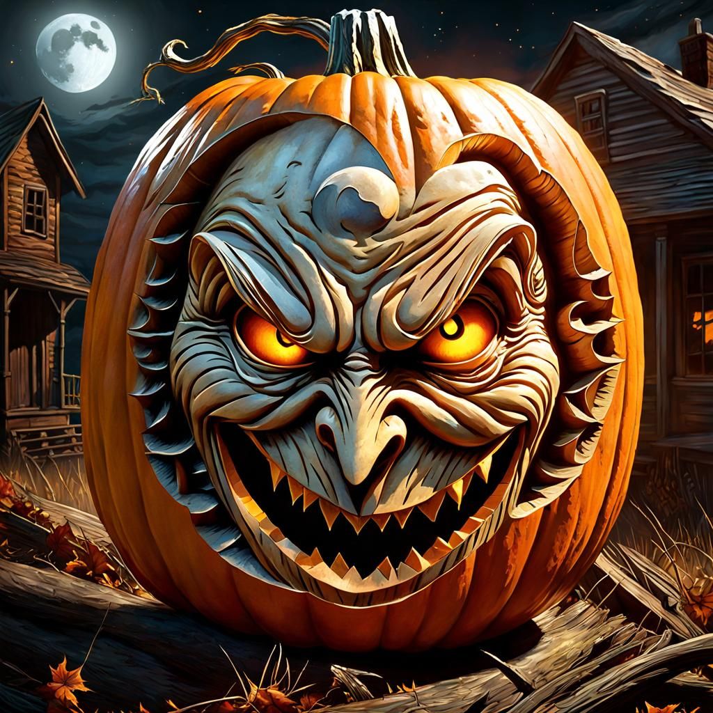 the angry face of an old witch