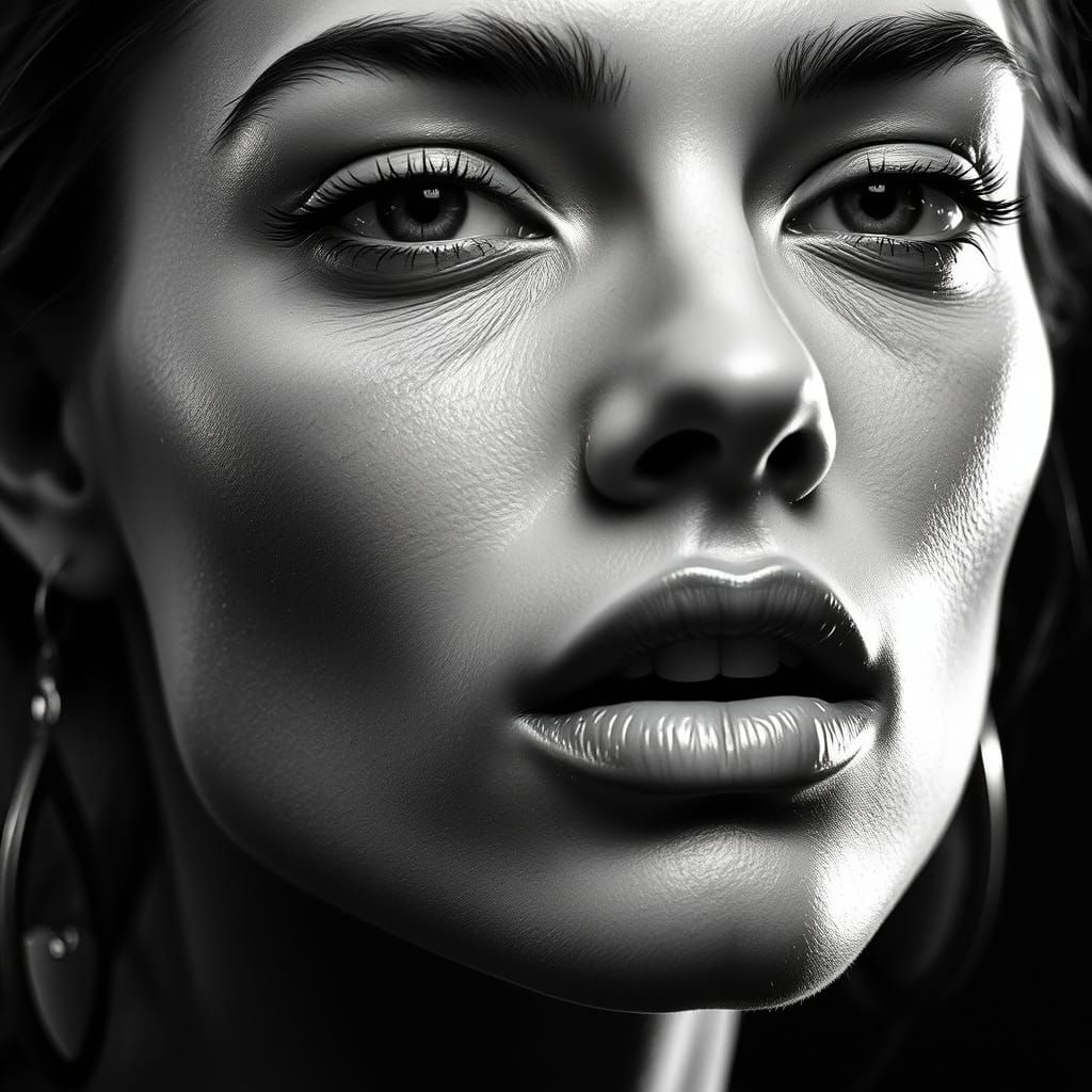 Timeless Elegance: High-Fashion Portrait in Black and White