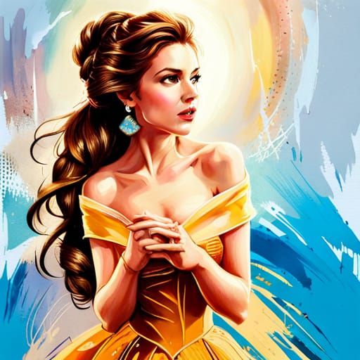 Gorgeous Princess Belle Portrait in Hyperrealistic Style