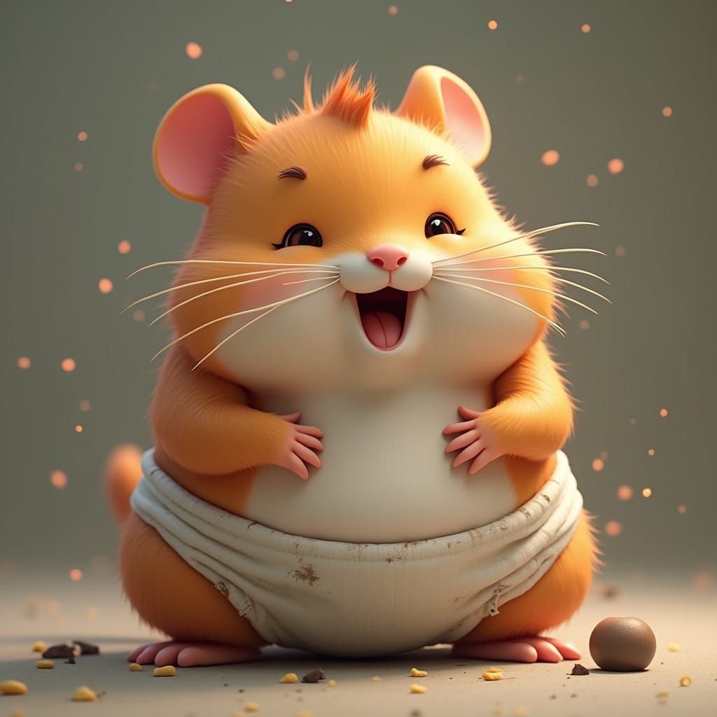 Vibrant Anime Hamster in a Grimy Diaper Scene