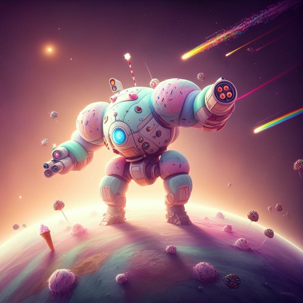 Marshmallow Mech Defends Ice Cream Planet in Pastel-Punk Sty...