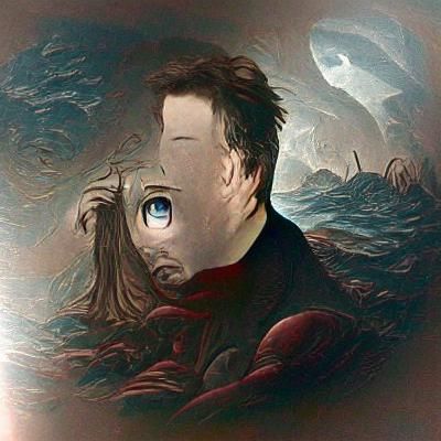 Elon Musk with Anime Eyes in Doré Style