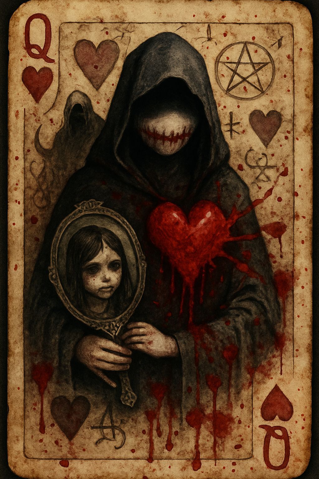 Faceless Queen of Hearts with Bleeding Heart
