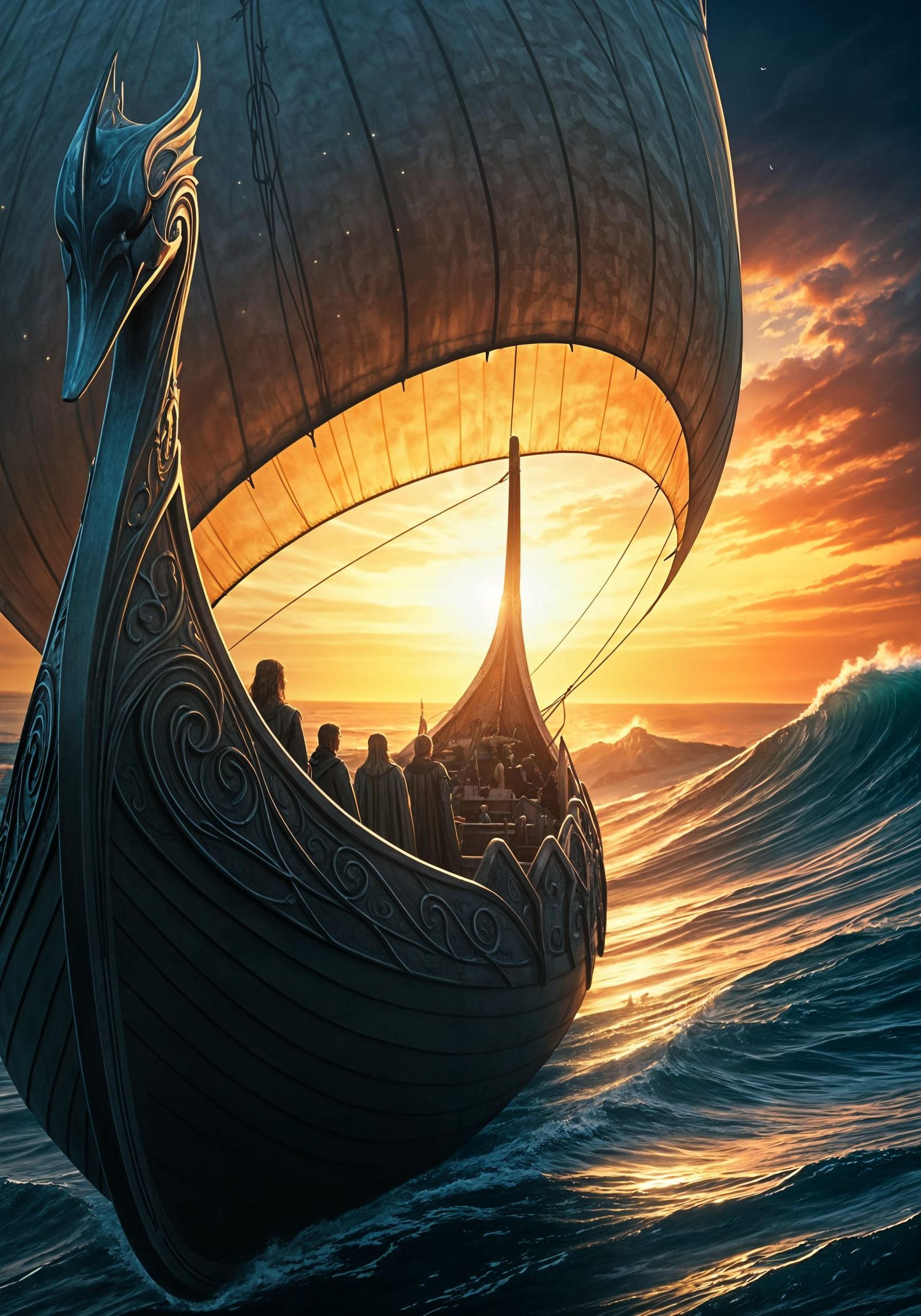 Elven Ship Sails to the West: Lord of the Rings Art