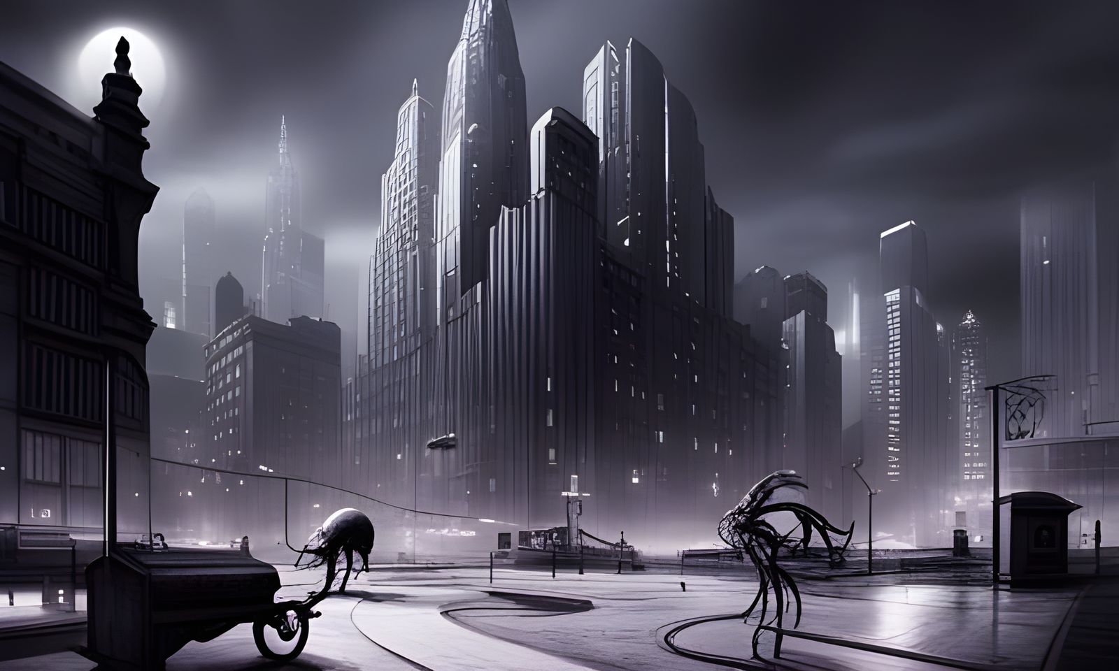 Sinister Lovecraftian Cityscape with Camera Effects