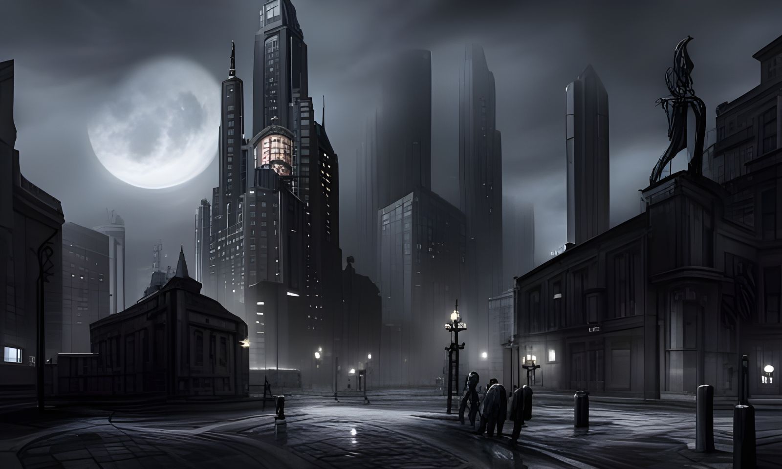 Sinister Lovecraftian Cityscape with Camera Effects