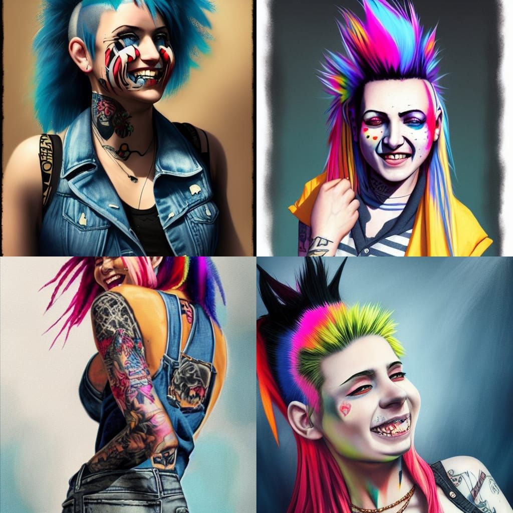 Punk Teen with Rainbow Mohawk, Hyperdetailed Portrait