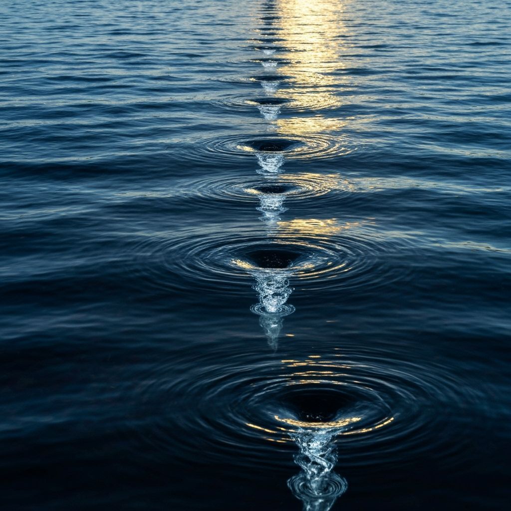 Vertically Aligned Vortices Over Water in Photorealism