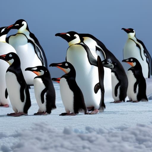 Antarctica Landscape with Penguin Colony