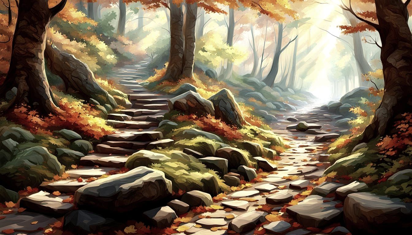 Autumn Forest Path in 3D